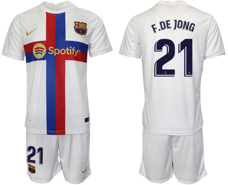 Men 2022-2023 Club Barcelona white away #21 Soccer Jersey->barcelona jersey->Soccer Club Jersey